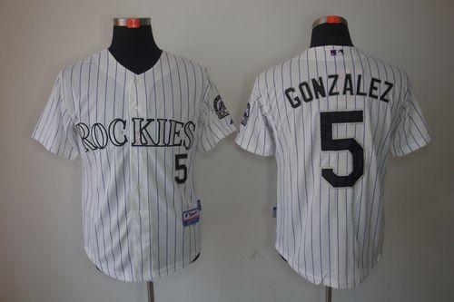 Rockies #5 Carlos Gonzalez Stitched White Cool Base Jersey - Zenithce