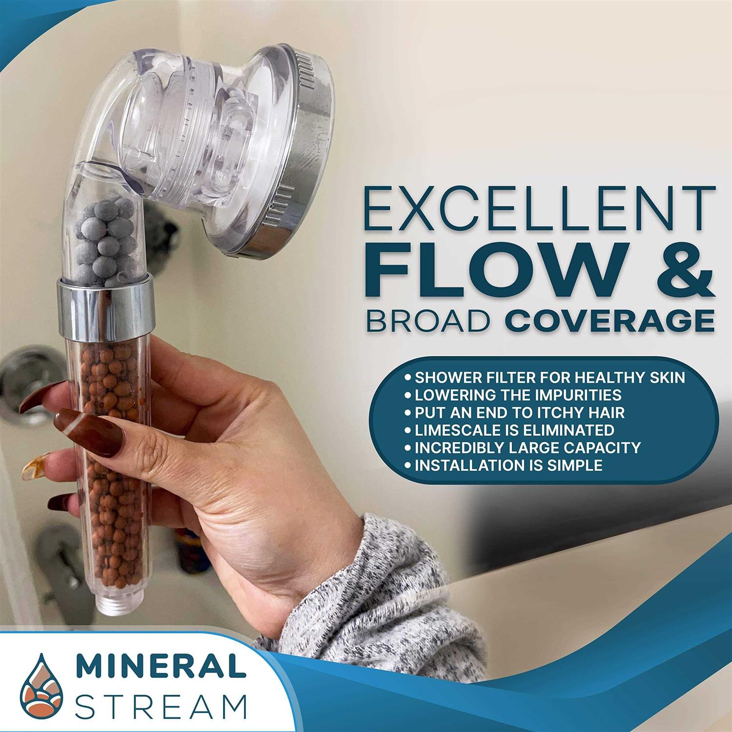 Mineral Stream Ionic Shower Head + Hose - Zenithce