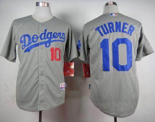 Dodgers #10 Justin Turner Grey Cool Base Stitched Jersey - Zenithce