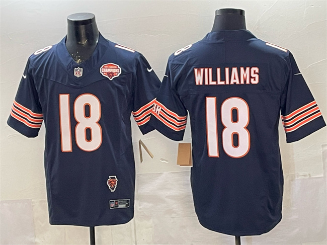 Chicago Bears #18 Caleb Williams Navy F.U.S.E. 2025 NFC North Champions Illinois Patch Stitched Jersey - Zenithce