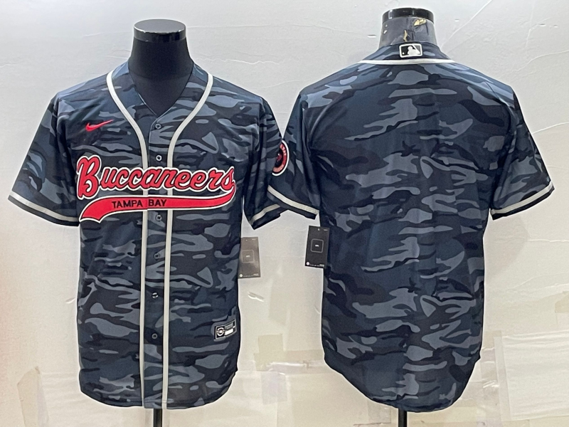 Tampa Bay Buccaneers Blank Grey Camo With Patch Cool Base Stitched Baseball Jersey - Zenithce