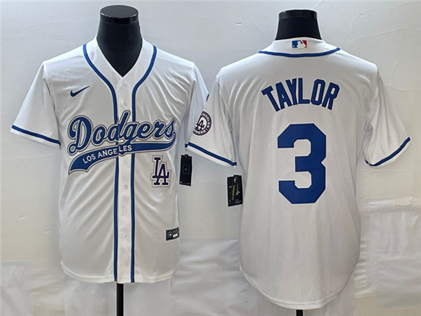 Los Angeles Dodgers #3 Chris Taylor With Patch Cool Base Stitched Jersey - Zenithce