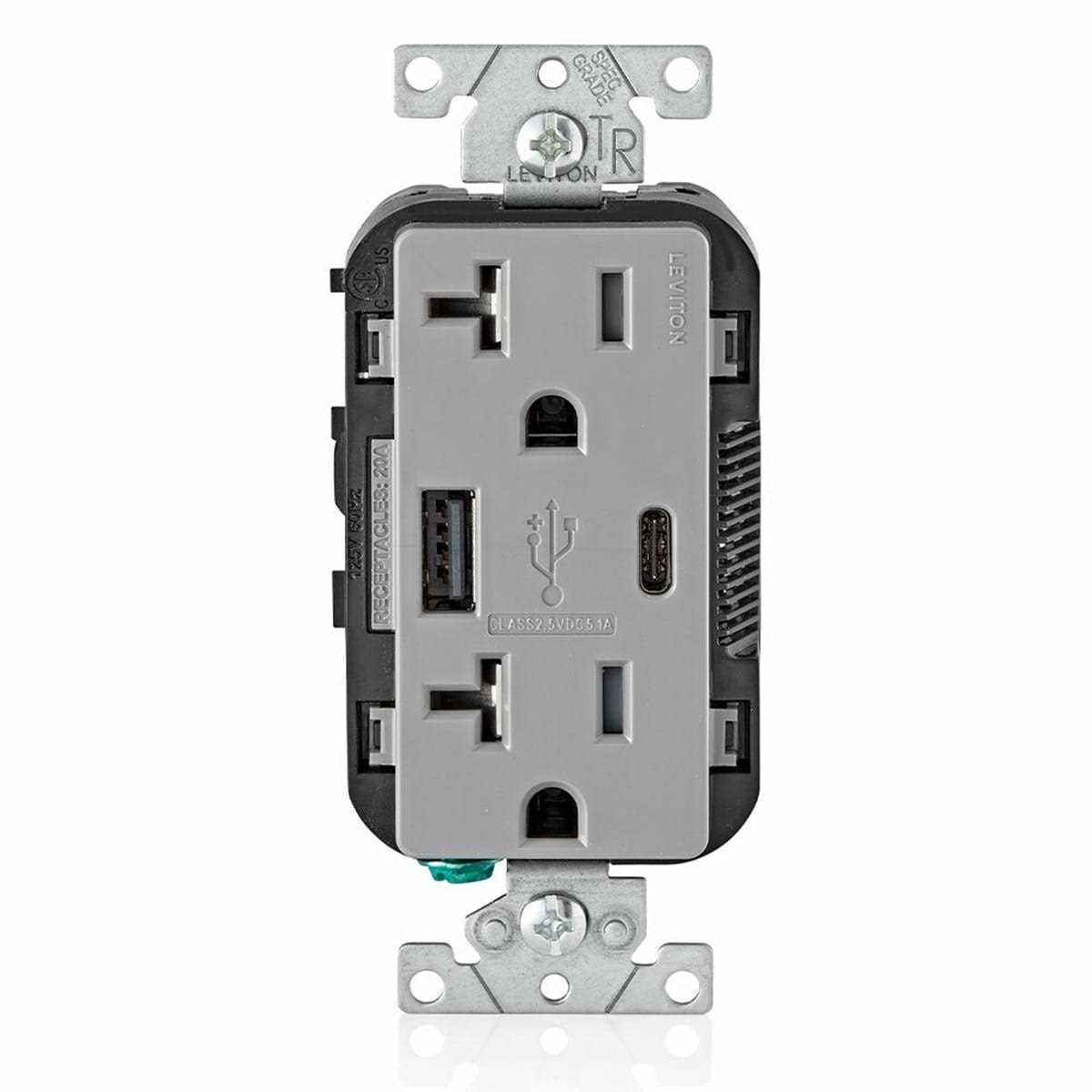 Leviton 20-Amp Type-C USB Charger/Tamper Resistant Receptacle T5833 - Zenithce