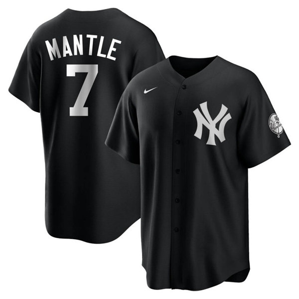 New York Yankees #7 Mickey Mantle Black Cool Base Stitched Jersey - Zenithce