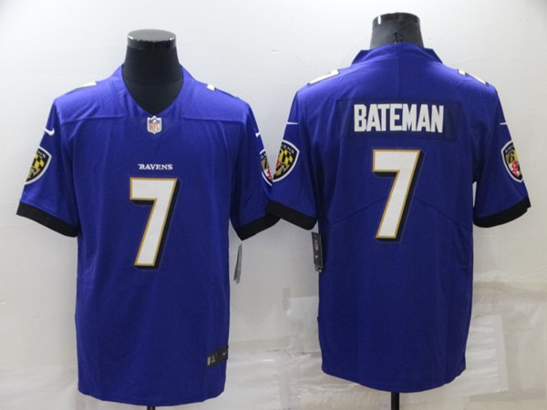 Baltimore Ravens #7 Rashod Bateman Purple Vapor Untouchable Limited Stitched Jersey - Zenithce