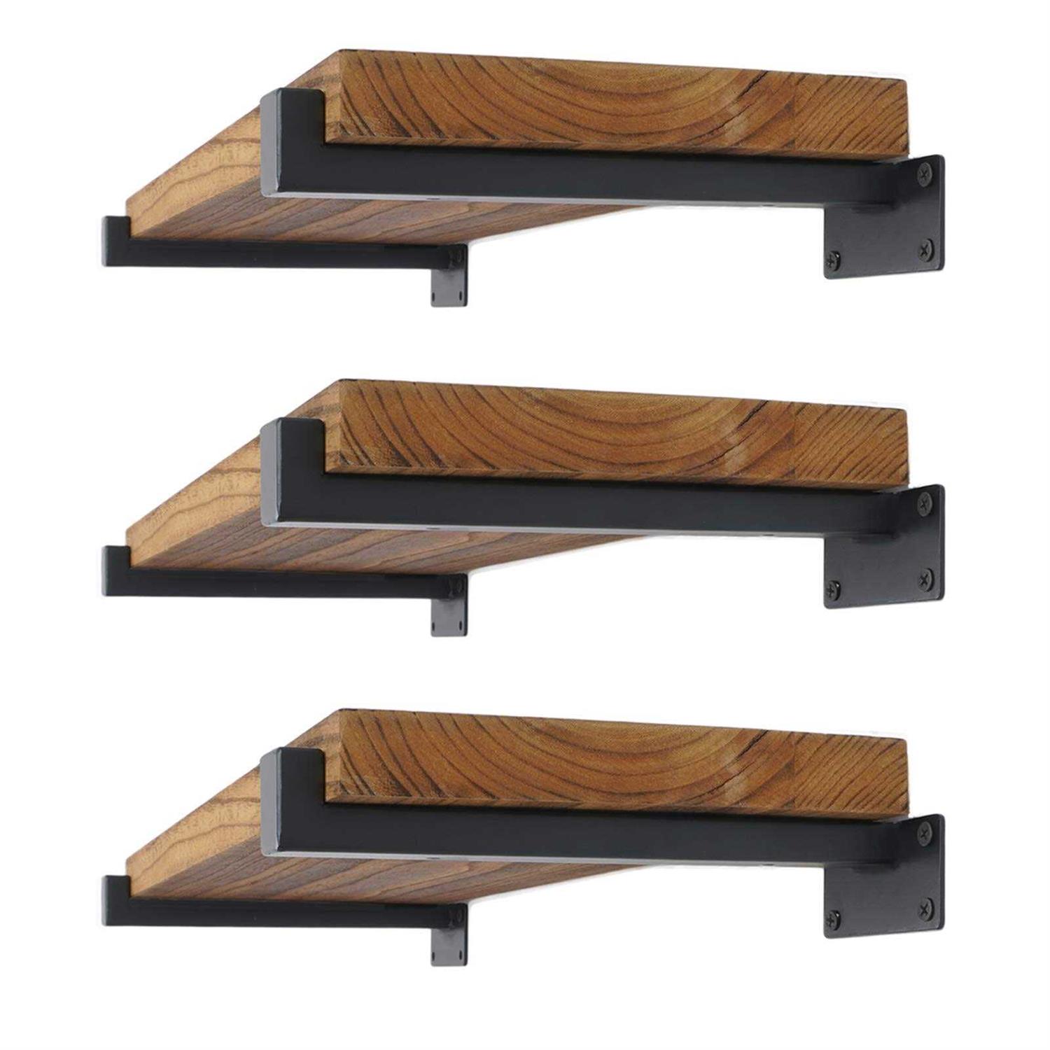 EZYDECOR 6Pcs Floating Shelves Brackets Heavy Duty Wooden Shelf Brackets Decorative Wall Shelf Brackets & Supports with Lip - Zenithce