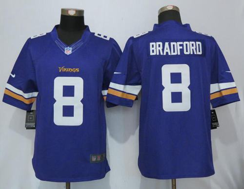 Vikings #8 Sam Bradford Purple Team Color Stitched Limited Nike Jersey - Zenithce