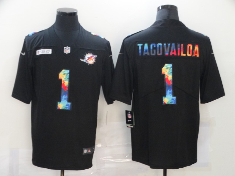 Miami Dolphins #1 Tua Tagovailoa 2020 Black Crucial Catch Limited Stitched Jersey - Zenithce