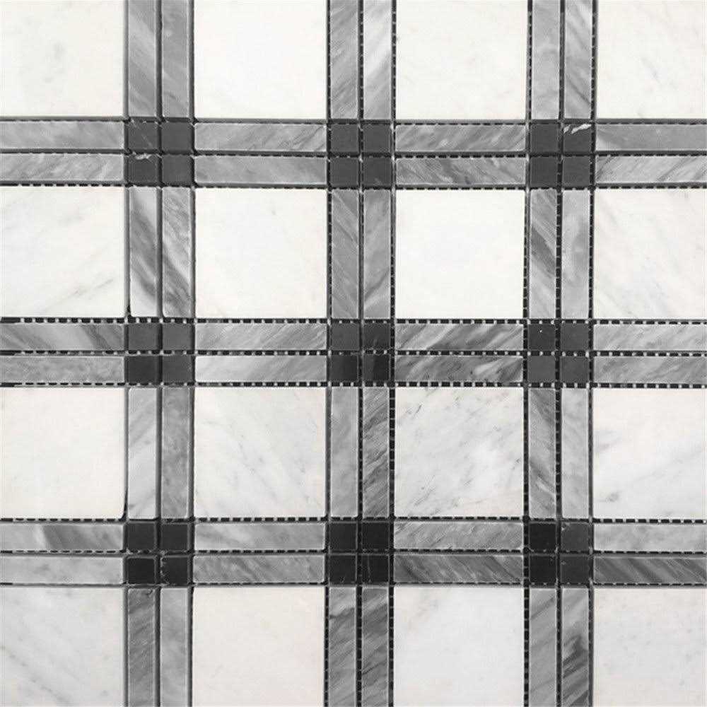 Marble Online Carrara Venato White Marble Circle Bubble Mosaic Tile Polished - Zenithce