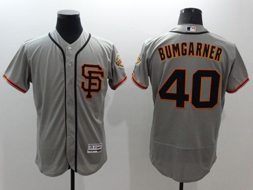 Giants #40 Madison Bumgarner Grey Flexbase Authentic Collection Road 2 Stitched Jersey - Zenithce