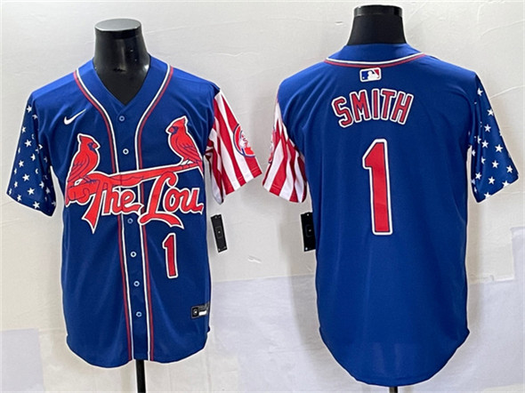 St. Louis Cardinals #1 Ozzie Smith Royal Independence Day Vapor Premier Limited Stitched Jersey - Zenithce