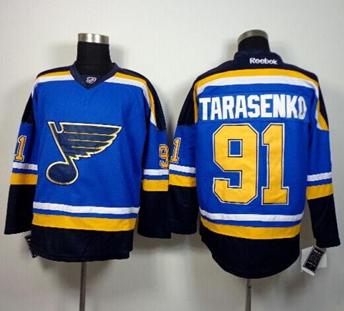 Blues #91 Vladimir Tarasenko Light Blue Home Stitched Jersey - Zenithce