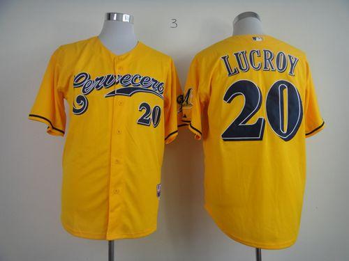 Brewers #20 Jonathan Lucroy Yellow Cerveceros Cool Base Stitched Jersey - Zenithce