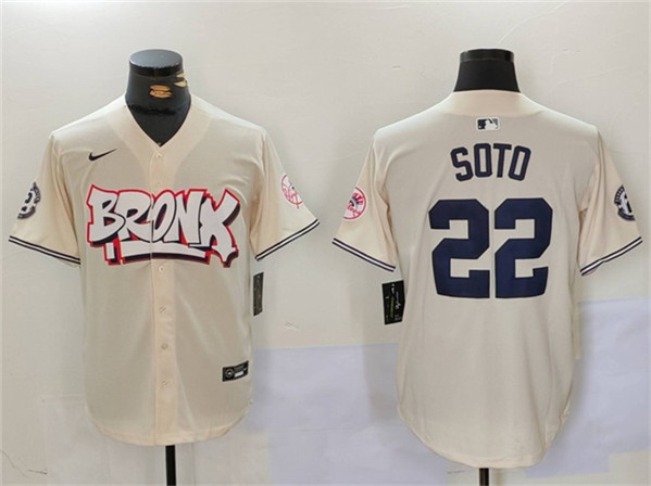 New York Yankees #22 Juan Soto Cream Bronx Graffiti V2 Vapor Limited Stitched Jersey - Zenithce