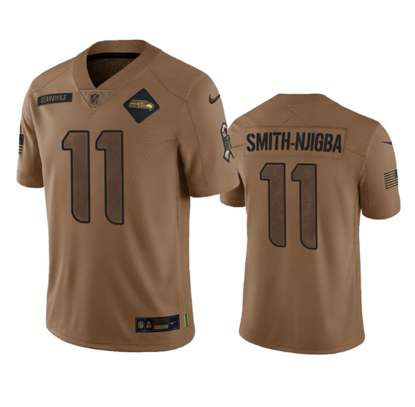 Seattle Seahawks #11 Jaxon Smith-Njigba 2023 Brown Salute To Service Limited Stitched Jersey - Zenithce