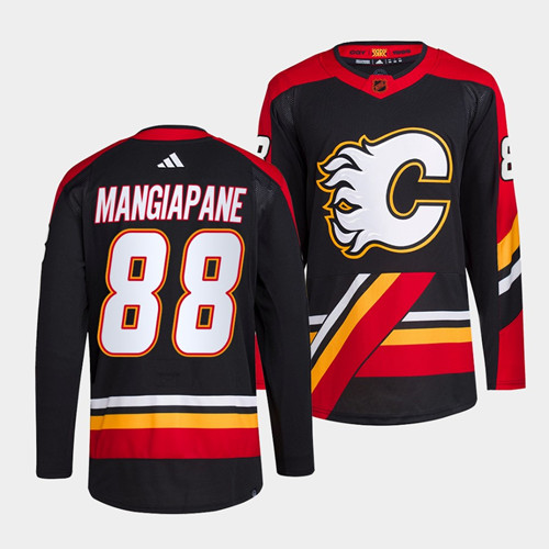 Calgary Flames #88 Andrew Mangiapane Black 2022-23 Reverse Retro Stitched Jersey - Zenithce