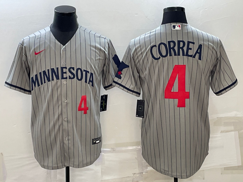 Minnesota Twins #4 Carlos Correa 2023 Gray Home Team Cool Base Stitched Jersey - Zenithce