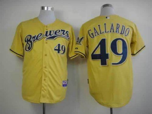Brewers #49 Yovani Gallardo Yellow Alternate Cool Base Stitched Jersey - Zenithce