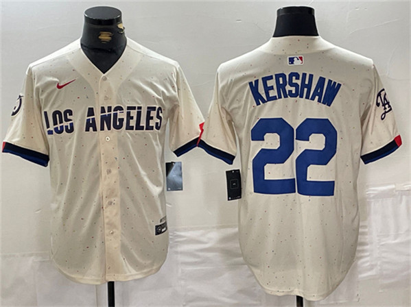 Los Angeles Dodgers #22 Clayton Kershaw Cream Stitched Jersey - Zenithce