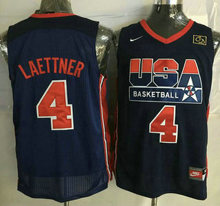 1992 Olympics Team USA #4 Christian Laettner Navy Blue Swingman Jersey - Zenithce