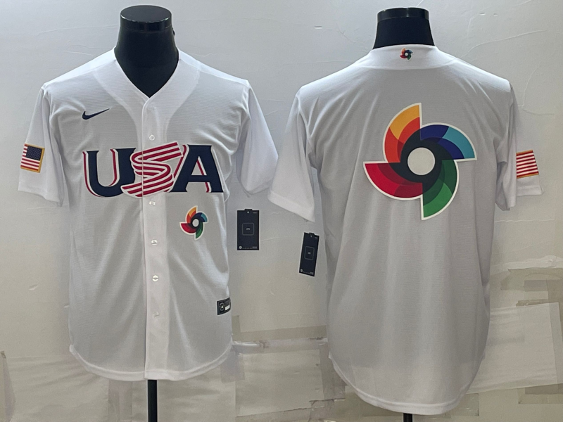 USA 2023 White World Big Logo Classic Stitched Jersey - Zenithce