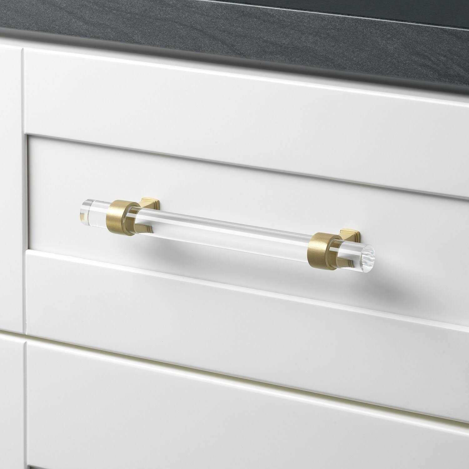 GlideRite Clear Acrylic Cabinet Pulls Satin Gold - Zenithce
