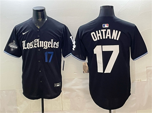 Los Angeles Dodgers #17 Shohei Ohtani Black 2025 World Series Champions Patch 'Gothic Edition' Vapor Premier Limited Stitched Jersey - Zenithce