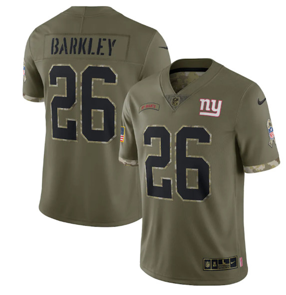 New York Giants #26 Saquon Barkley 2022 Olive Salute To Service Limited Stitched Jersey - Zenithce