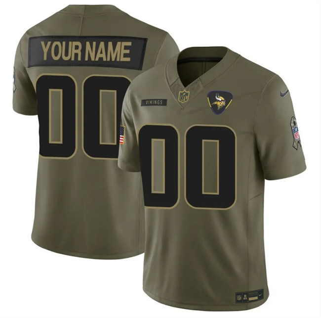 Minnesota Vikings Custom Olive 2025 F.U.S.E. Salute to Service Limited Stitched Jersey - Zenithce