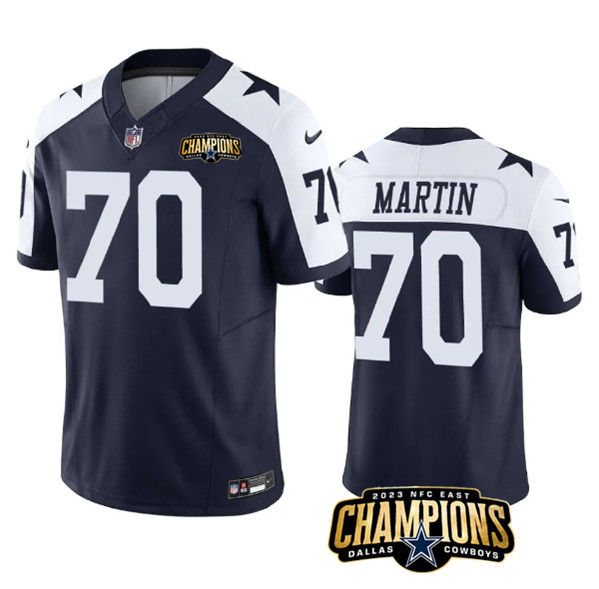 Dallas Cowboys #70 Zack Martin Navy White 2023 F.U.S.E. NFC East Champions Patch Stitched Jersey - Zenithce