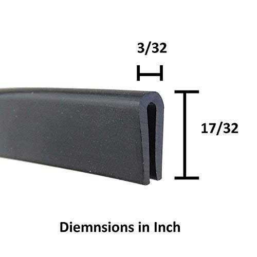 M M SEALS Black U Channel Edge Trim Seal EPDM 17/32 high x 3/32 Wide - Zenithce
