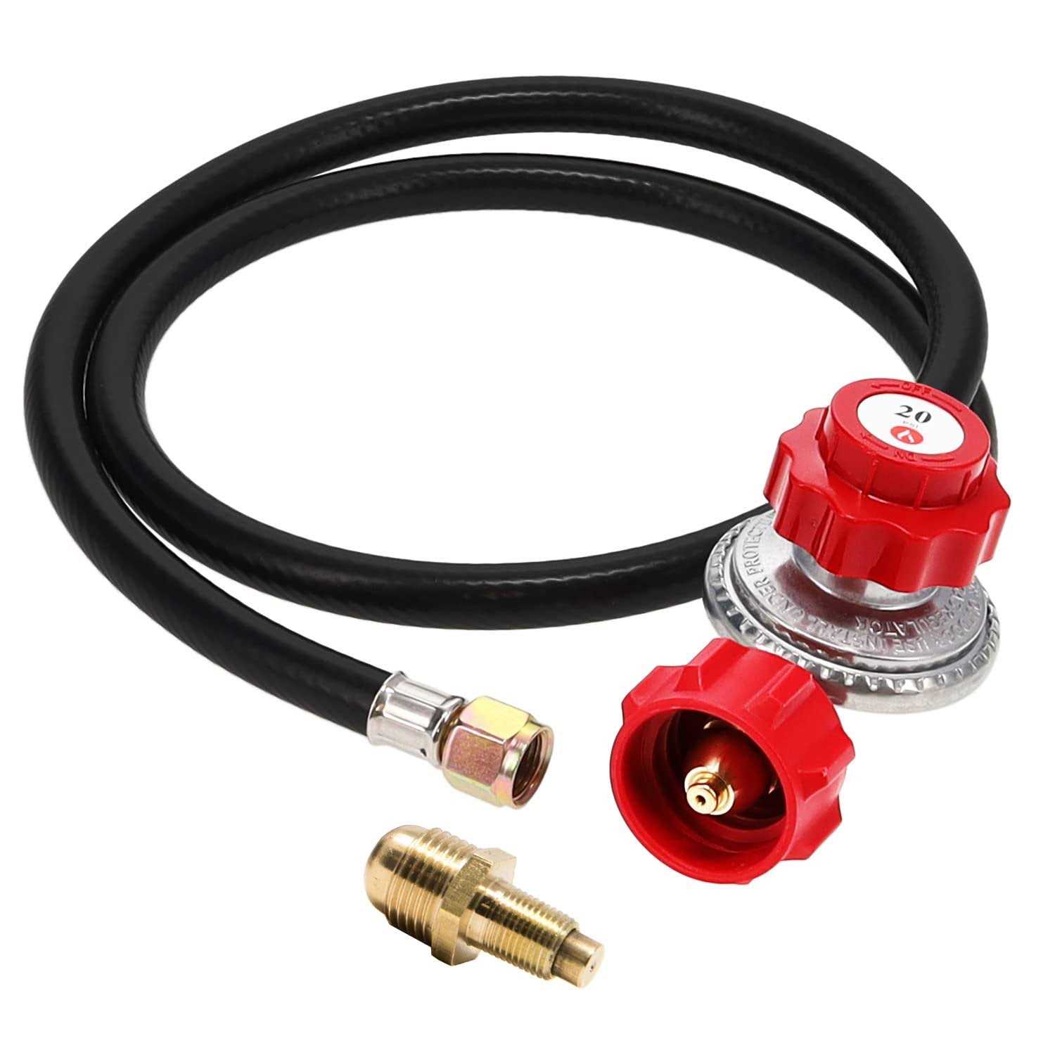 Gasone Propane Regulator 8 Feet Stainless Steel Hose with for Most LP Gas Grill, Heater and Fire Pit Table - Zenithce
