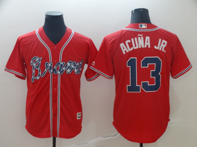 Atlanta Braves #13 Ronald Acuna Red Cool Base Stitched Jersey - Zenithce