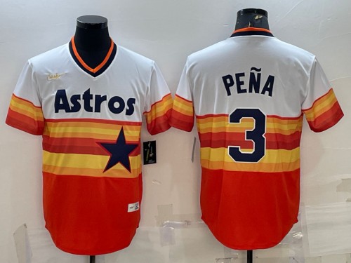 Houston Astros #3 Jeremy Pena Orange Rainbow Cool Base Stitched Jersey - Zenithce