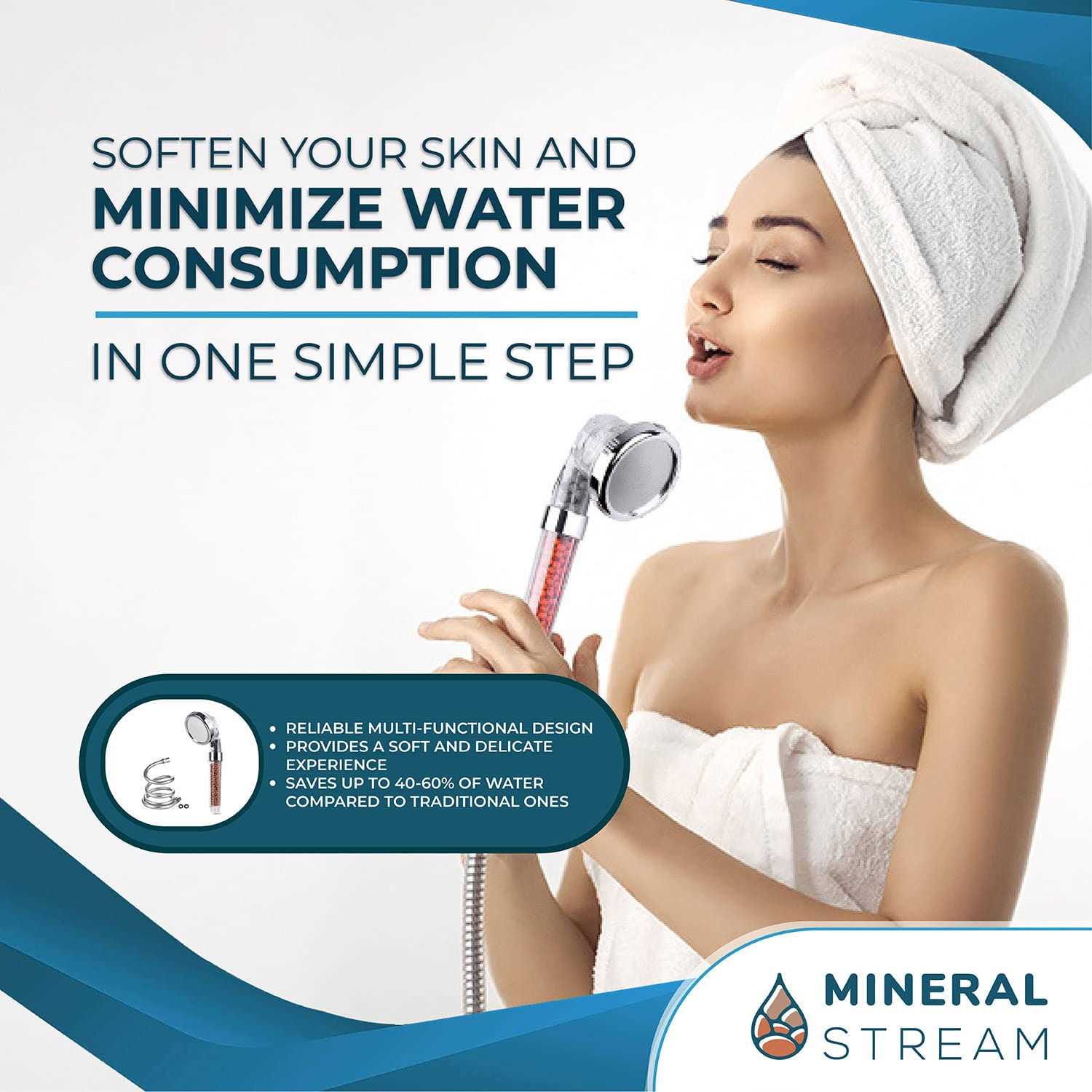 Mineral Stream Ionic Shower Head + Hose - Zenithce