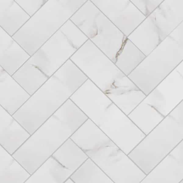 Florida Tile Home Collection Michelangelo Calacatta Rectified 12 in. x 24 in. Matte Porcelain Floor and Wall Tile - Zenithce