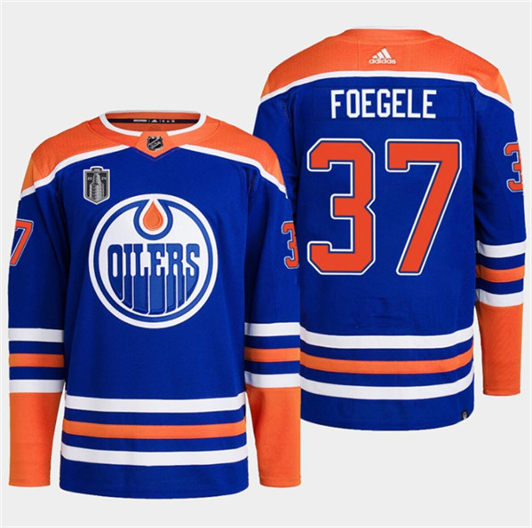 Edmonton Oilers #37 Warren Foegele Royal 2024 Stanley Cup Final Patch Stitched Jersey - Zenithce