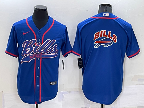 Buffalo Bills Royal Team Big Logo With Patch Cool Base Stitched Baseball Jersey - Zenithce