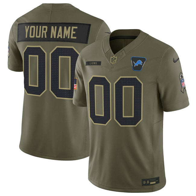 Detroit Lions Custom Olive 2025 F.U.S.E. Salute to Service Limited Stitched Jersey - Zenithce