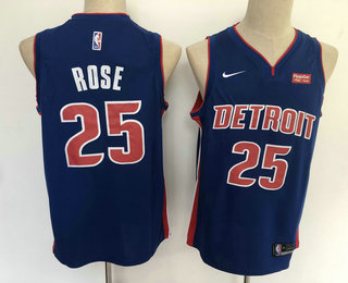 Detroit Pistons #25 Derrick Rose New Blue 2019 Swingman Stitched Jersey With The Sponsor Logo - Zenithce