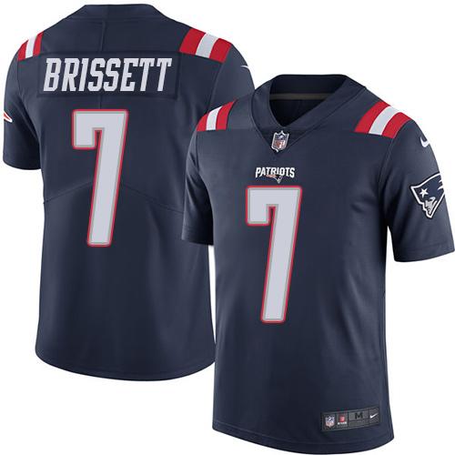 Patriots #7 Jacoby Brissett Navy Blue Stitched Limited Rush Nike Jersey - Zenithce