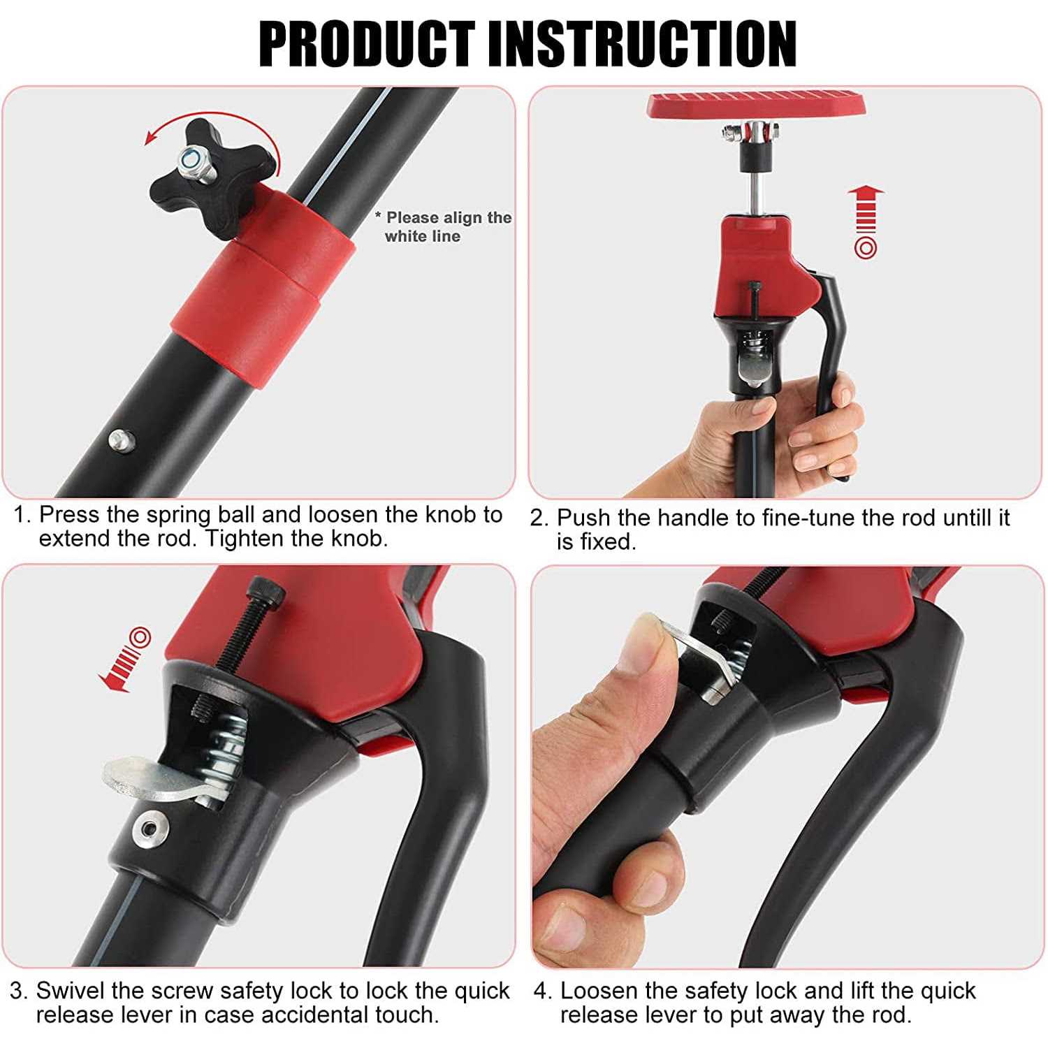 XINQIAO Third Hand Tool 3rd Hand Support System Premium Steel Support Rod with 154 LB Capacity for Cabinet Jack - Zenithce