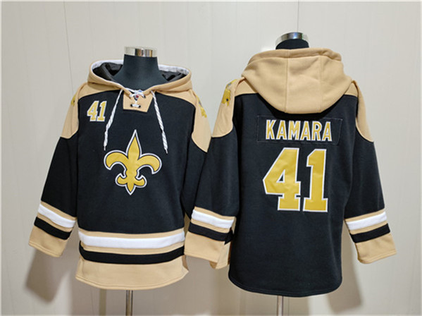 New Orleans Saints #41 Alvin Kamara Black Ageless Must-Have Lace-Up Pullover Hoodie - Zenithce