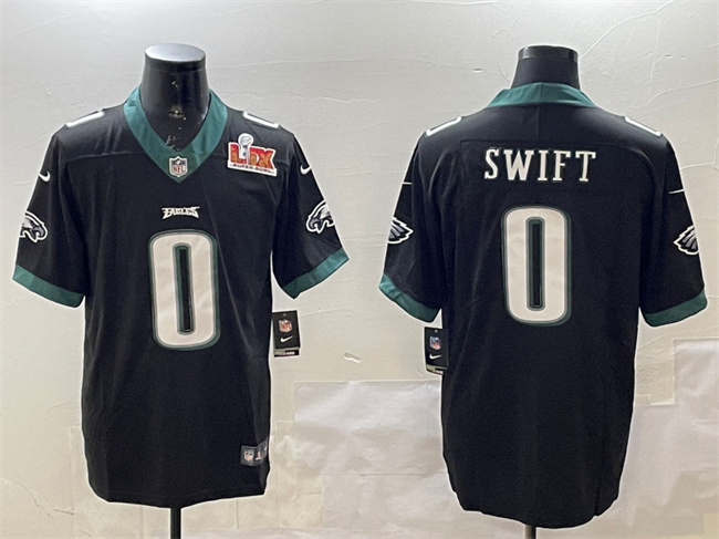 Philadelphia Eagles #0 D'Andre Swift Black 2025 Super Bowl LIX Patch Vapor Untouchable Limited Stitched Jersey - Zenithce