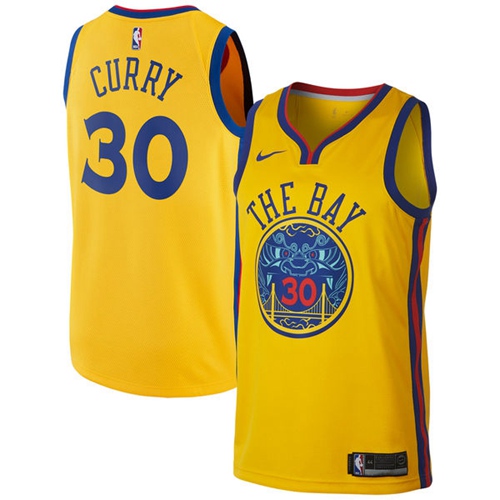 Golden State Warriors #30 Stephen Curry Gold Swingman City Edition Jersey - Zenithce