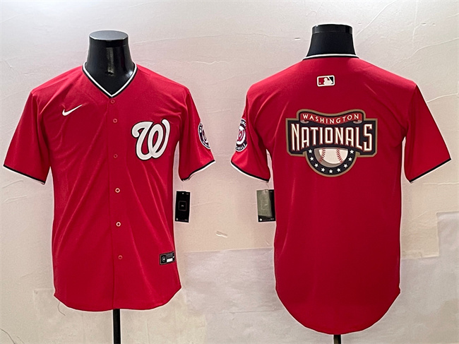 Washington Nationals Team Big Logo Red Limited Stitched Jersey - Zenithce
