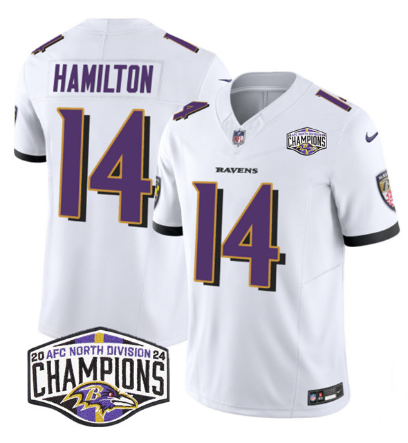 Baltimore Ravens #14 Kyle Hamilton White F.U.S.E. 2024 AFC North Division Champions Vapor Limited Jersey - Zenithce