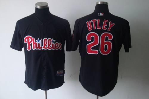 Phillies #26 Chase Utley Black Stitched Jersey - Zenithce