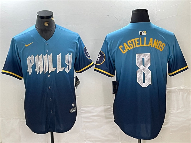 Philadelphia Phillies #8 Nick Castellanos Blue 2024 City Connect Limited Stitched Jersey - Zenithce