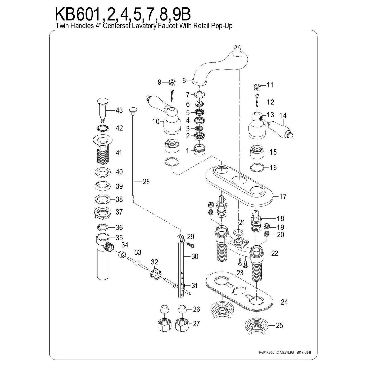 Kingston Brass KB601PX Restoration 4 in. Centerset Bathroom Faucet - Zenithce
